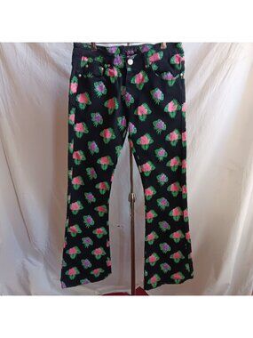 FALLON TAYLOR Jeans, 29 Women’s Floral Printed Stretch Bootcut Denim 29x33 Black